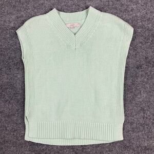 LOFT Sweater Vest Women’s XS Mint Green Sleeveless Knit Pullover V-Neck